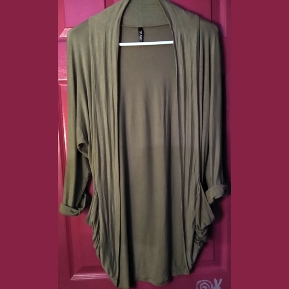 Splash Open Front Draped Cardigan Pockets Medium - Picture 3 of 8